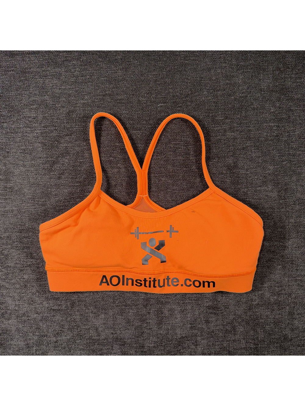 Lululemon Orange Sports Bra with AOInstitute.com Logo
